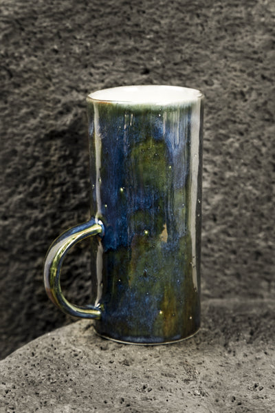 blue and green metalic coloured handcrafted mug