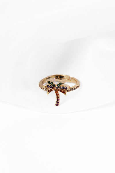 palm tree figured ring in gold colour