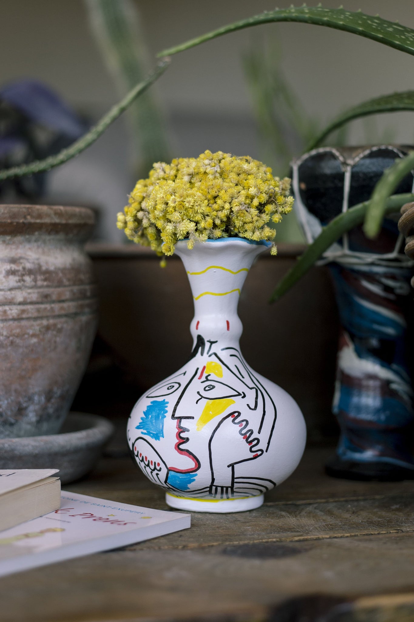 picasso style painted vase 