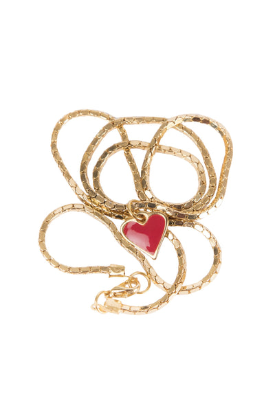 necklace with red coloured heart shaped pendant