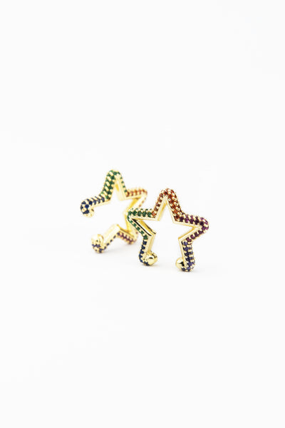 colourful star shaped earring double